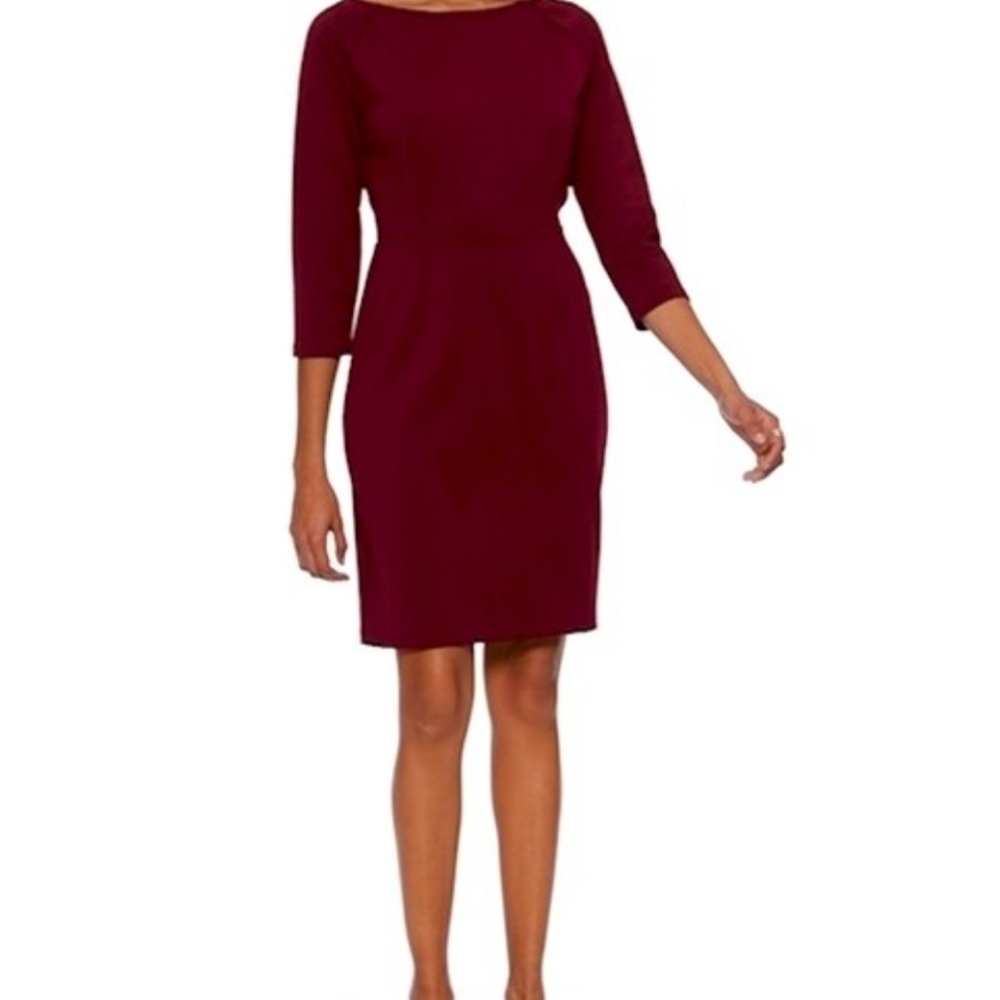 ✨️ Banana Republic Burgundy Dress 3/4 Sleeve A-Line size 4 holiday